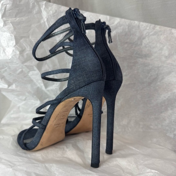 STUART WEITZMAN MYEX sandal denim strappy stiletto 7 women’s - Picture 6 of 9